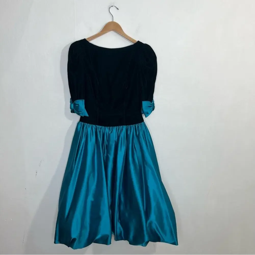 Vintage Dessy Creations Velvet Satin Bubble Skirt Gown Dress Size Medium